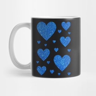 Royal Blue Faux Glitter Hearts Mug